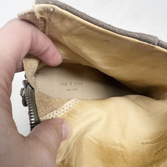 [Rag & Bone] Distressed Brown Newbury Leather Chunky Heel Ankle Boots Sz US 9.5 - Picture 10 of 12